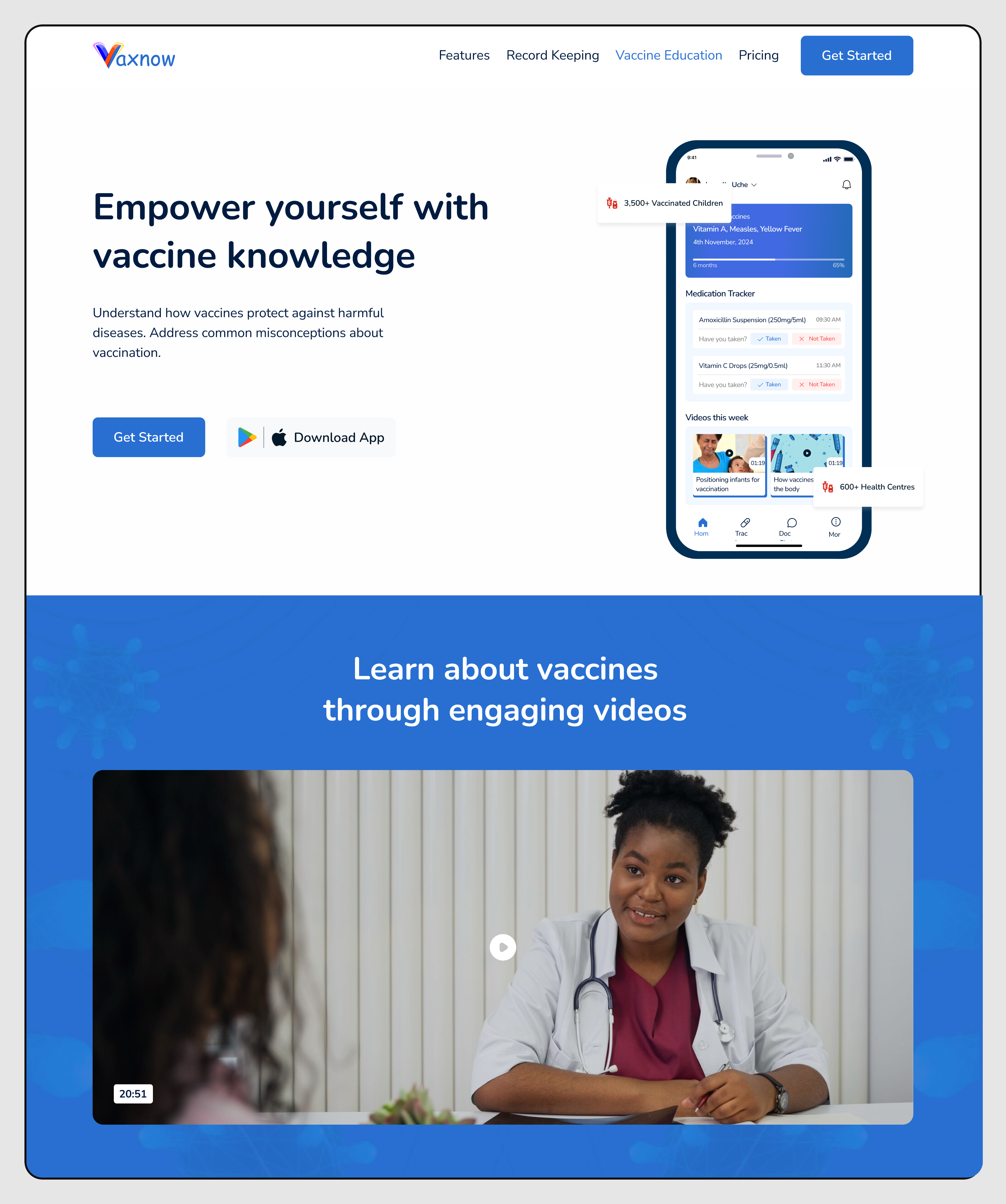 VaxNow vaccine education Section