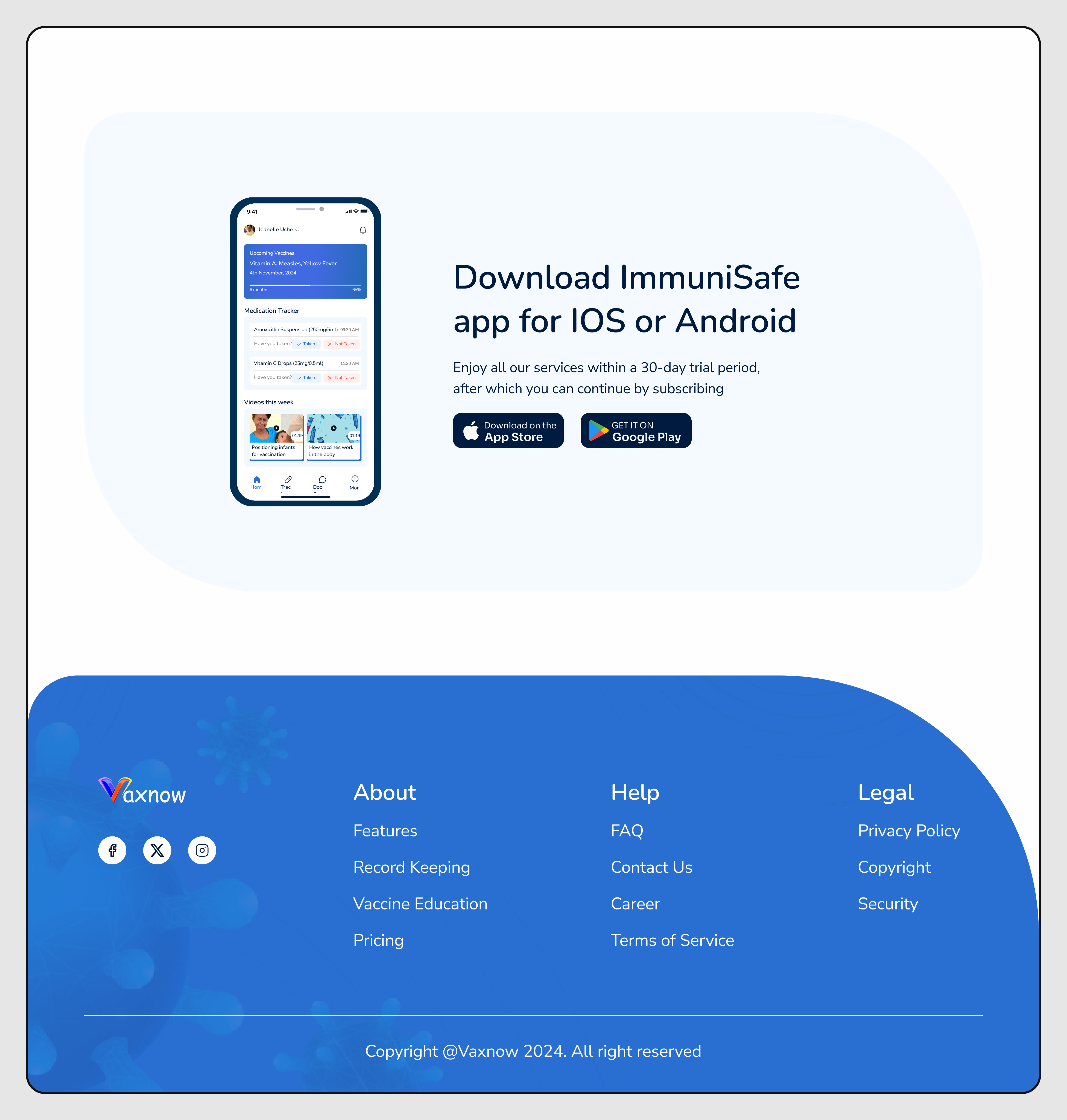 VaxNow footer Section