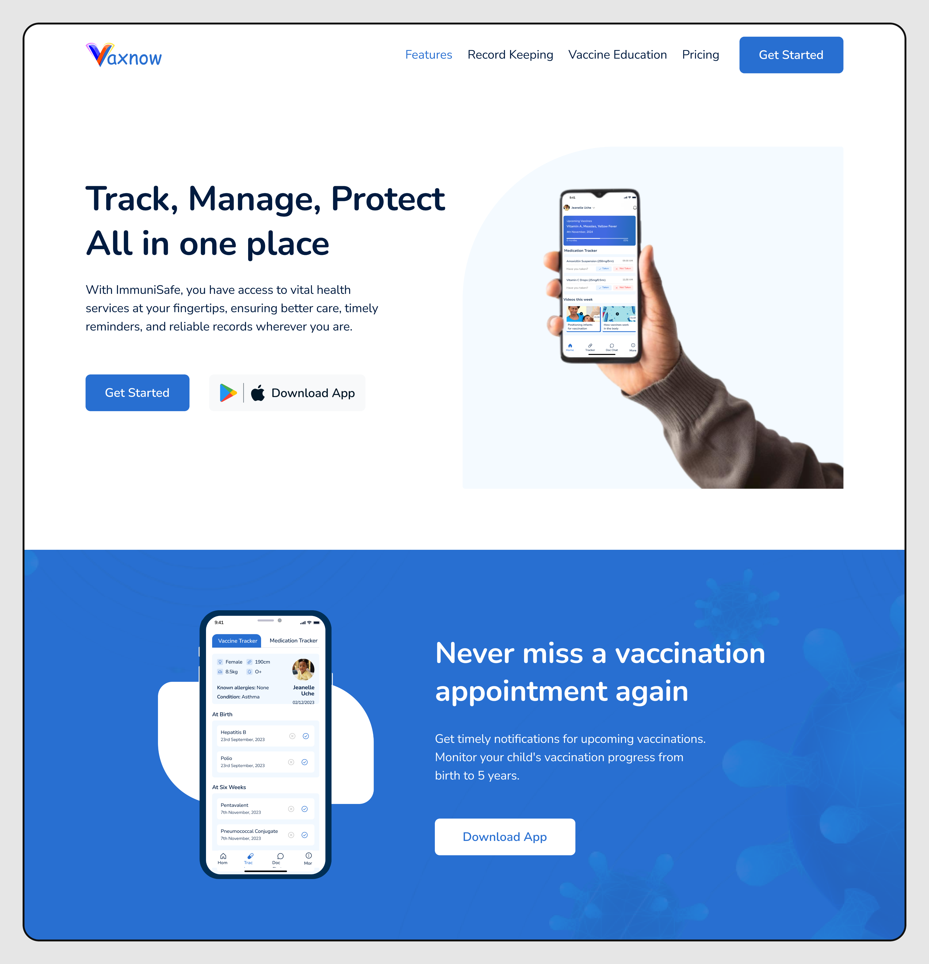 VaxNow feature Section